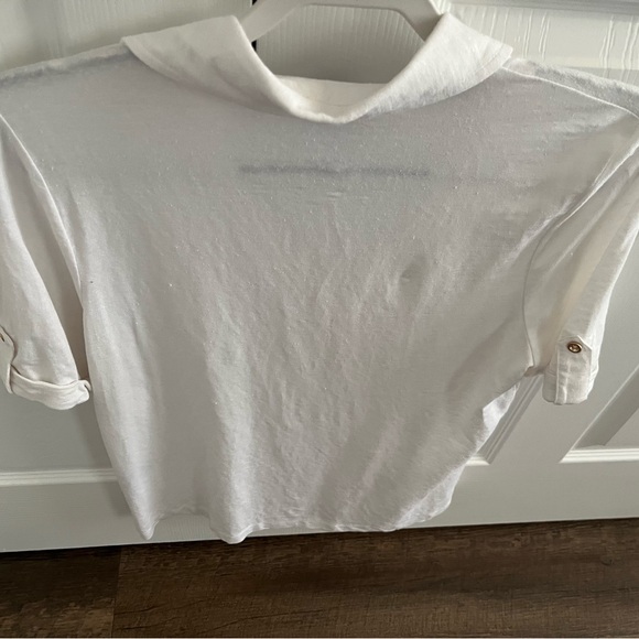 Chico's NWOT Classic White Polo Shirt Size 1 (Medium 8-10) - Picture 3 of 7